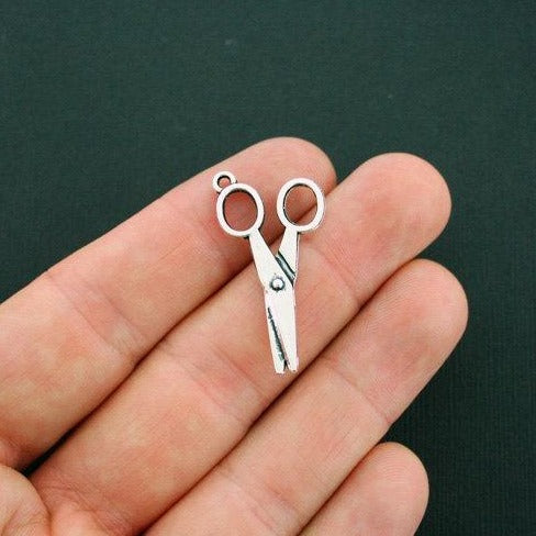 8 Scissors Antique Silver Tone Charms 2 Sided - SC5731