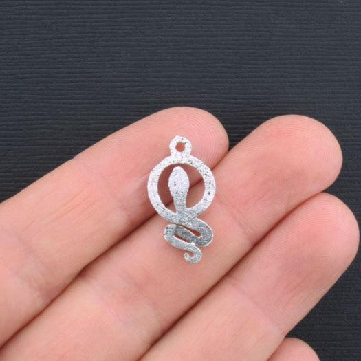 8 Snake Antique Silver Tone Charms - SC3135