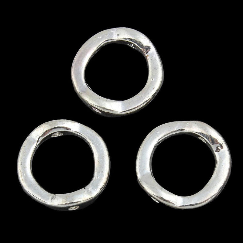 Perles d'espacement rondes plates 13 mm x 14 mm - ton argent - 8 perles - FD310