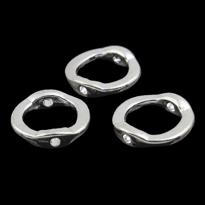 Flat Round Spacer Beads 13mm x 14mm - Silver Tone - 8 Beads - FD310