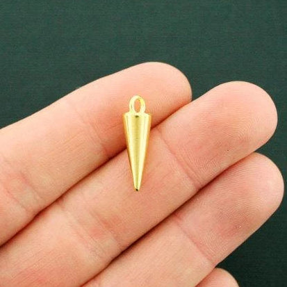 8 Spike Gold Tone Cone Charms 3D - GC1054