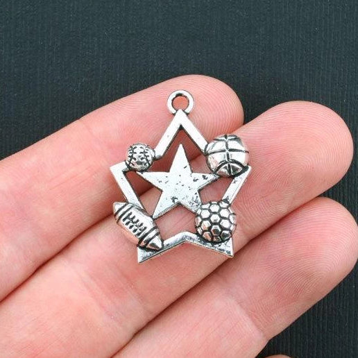 8 Sports Star Antique Silver Tone Charms - SC3479