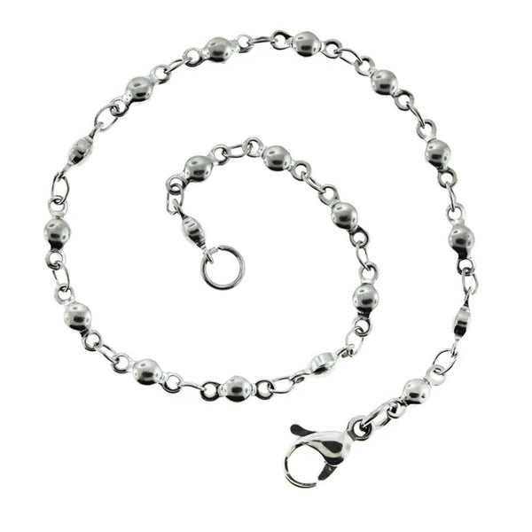 Bracelet Chaîne à Maillons Ronds Acier Inoxydable 8" - 5mm - 1 Bracelet - N545