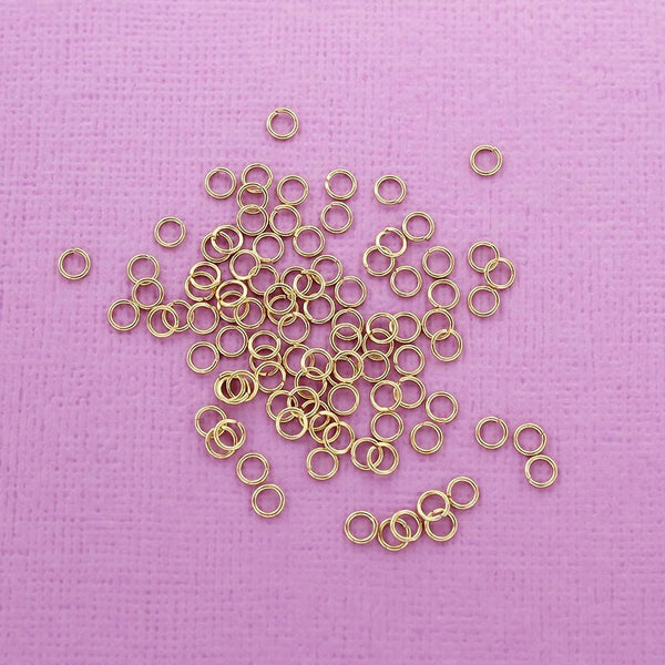 Anneaux de jonction en acier inoxydable doré 4 mm x 0,6 mm - calibre 22 ouvert - 100 anneaux - SS048