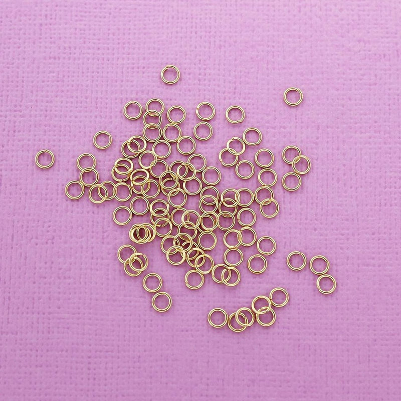 Anneaux de jonction en acier inoxydable doré 4 mm x 0,6 mm - calibre 22 ouvert - 100 anneaux - SS048