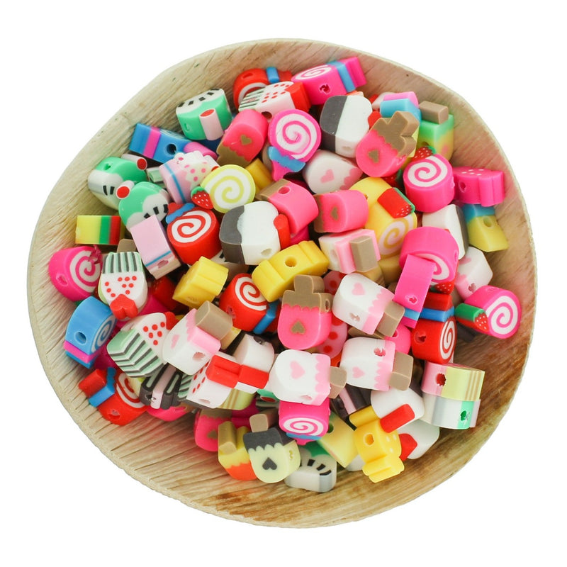 Assorted Candy Polymer Clay Beads 7mm x 5mm - 40 Beads - BD2656