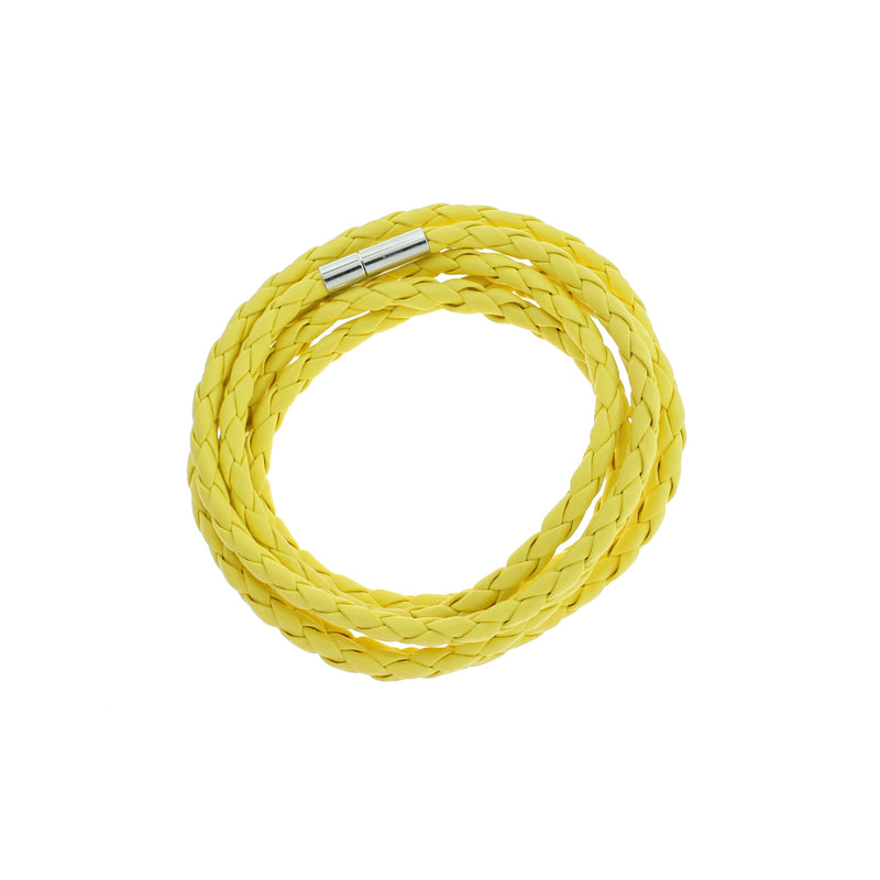 Yellow Faux Leather Wrap Bracelet 40.1" - 4mm - 1 Bracelet - N779
