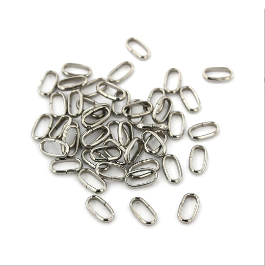 Stainless Steel Oval Jump Rings 10mm x 4mm x 1.9mm - Open 13 Gauge - 50 Rings  - SS019