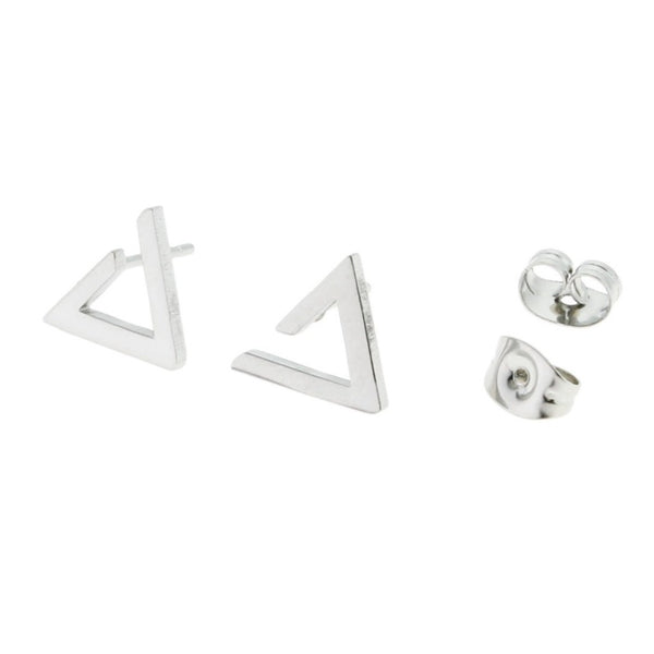 Stainless Steel Earrings - Open Triangle Studs - 11mm x 8mm - 2 Pieces 1 Pair - ER056