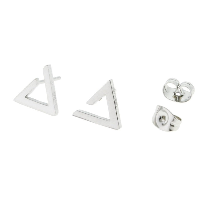 Stainless Steel Earrings - Open Triangle Studs - 11mm x 8mm - 2 Pieces 1 Pair - ER056