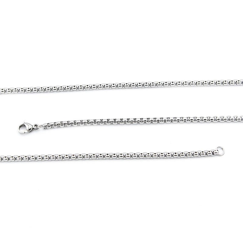 Stainless Steel Box Chain Necklaces 24" - 3mm - 5 Necklaces - N688