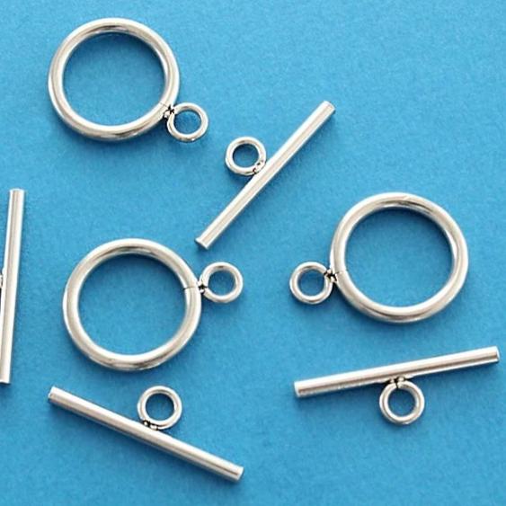 Silver Tone Toggle Clasps 12.5mm x 12.5mm - 4 Sets 8 Pieces - FD108