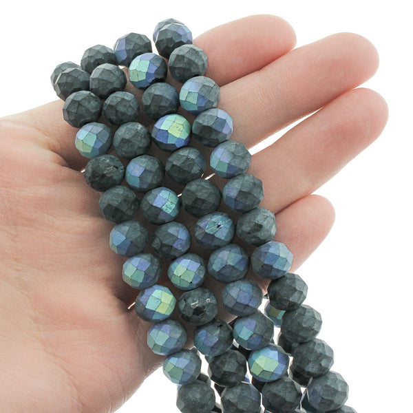 Perles de Verre à Facettes 10mm x 7mm - Bleu Marine - 1 Rang 72 Perles - BD2702