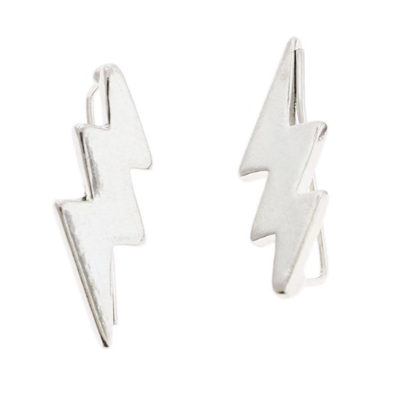 Boucles d'oreilles grimpeur ton argent - éclair - 22mm x 8mm - 2 pièces 1 paire - Z1054