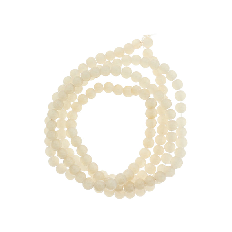 Round Imitation Jade Beads 6.5mm - Pale Peach - 1 Strand 145 Beads - BD2703