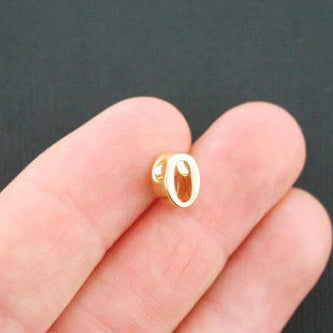 SALE Letter O Spacer Beads 9mm x 4mm - Gold Tone - 4 Beads - GC679