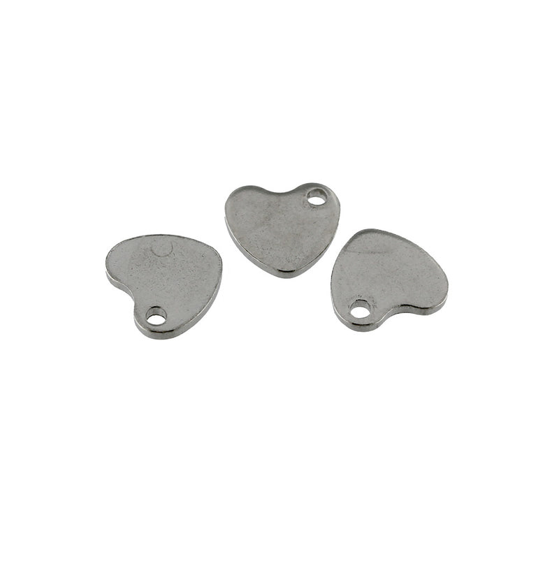 SALE Heart Stamping Blanks - Stainless Steel - 12mm - 10 Tags - FD178