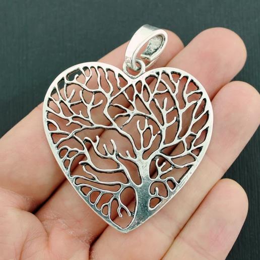 Heart Tree of Life Antique Silver Tone Charm - SC3081