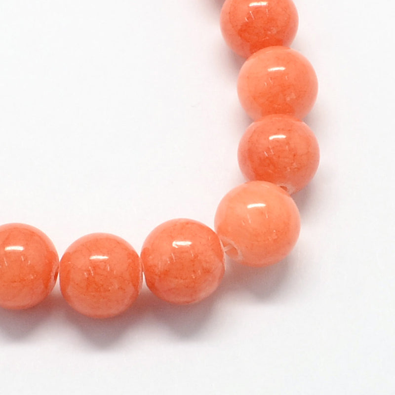 Perles rondes en jade naturel 4 mm - Rose corail - 1 rang 95 perles - BD962