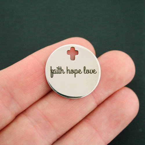 Faith Hope Love Breloques Croix en Acier Inoxydable - BFS023-0821