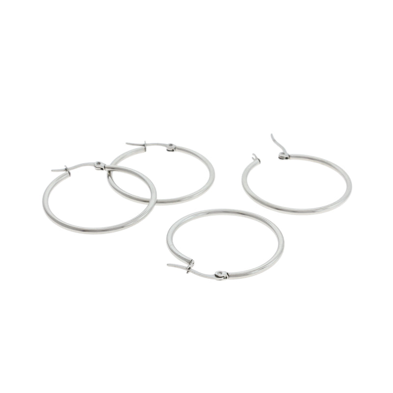 Hoop Earrings - Stainless Steel - Lever Back 34mm - 2 Pieces 1 Pair - FD1039