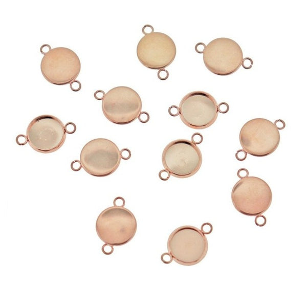 Rose Gold Stainless Steel Cabochon Connector Settings - 8mm Tray - 4 Pieces - CBS013