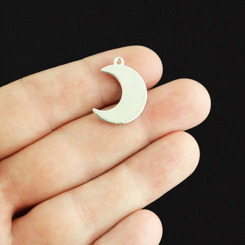 5 Pink and Blue Ombre Moon Gold Tone Enamel Charms - E791