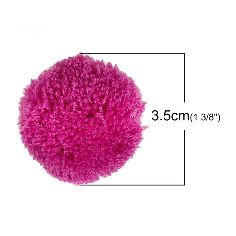 Polyester Pompoms 35mm - Assorted Rainbow - 20 Pieces - Z222