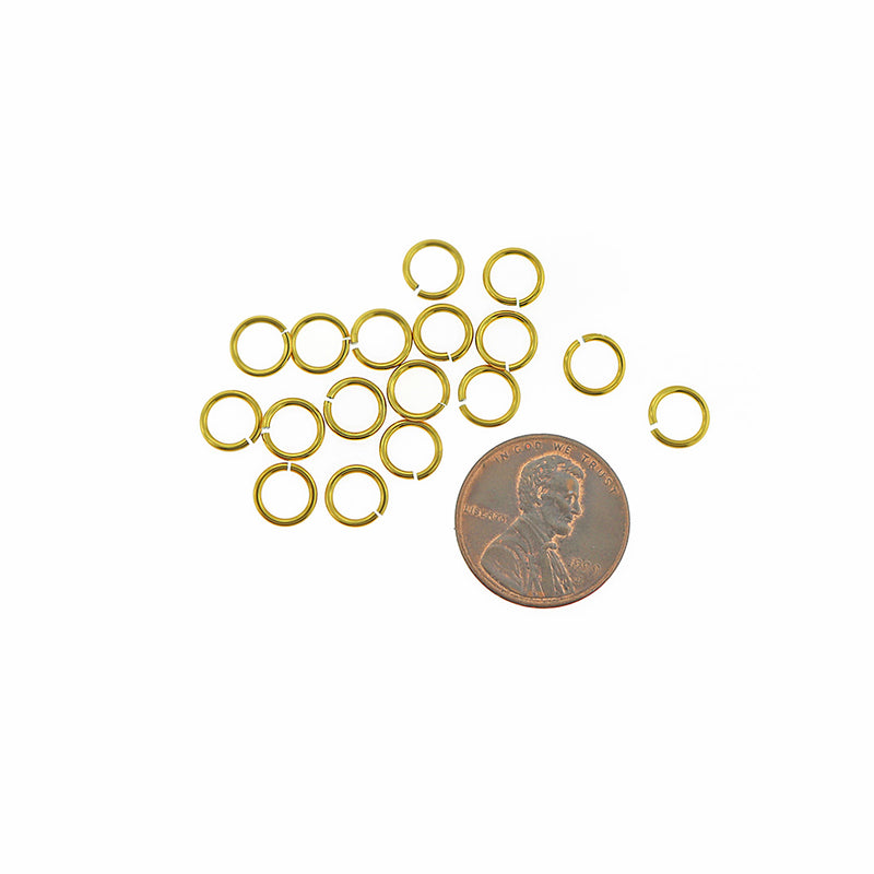 Gold Anodized Aluminum Jump Rings 7mm x 1mm - Open 18 Gauge - 50 Rings - J249