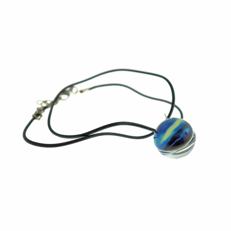 Collier chaîne en cordon ciré 18" avec pendentif en verre Galaxy - 1,6 mm - 1 collier - Z115