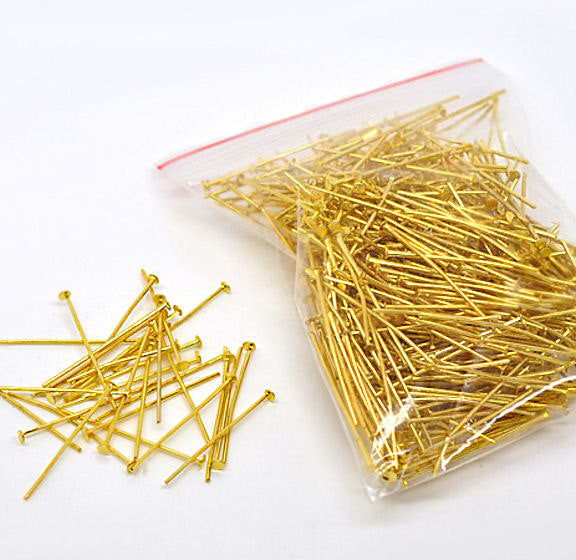 Gold Tone Flat Head Pins - 30mm - 450 Pieces - PIN28