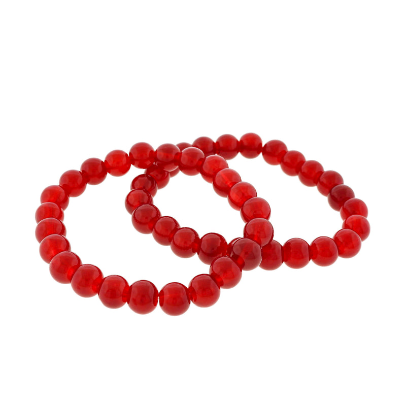 Round Acrylic Bead Bracelet - 56mm - Ruby Red - 1 Bracelet - BB112