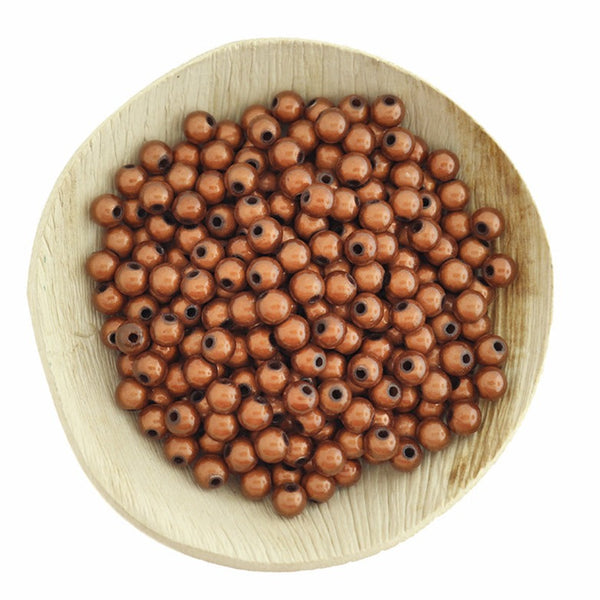 Perles Acryliques Rondes 6mm - Brun Selle - 100 Perles - BD2771