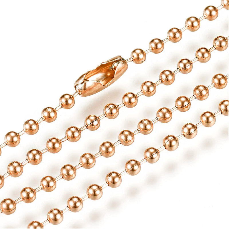 Rose Gold Stainless Steel Ball Chain Necklace 30" - 3mm - 1 Necklace - N401