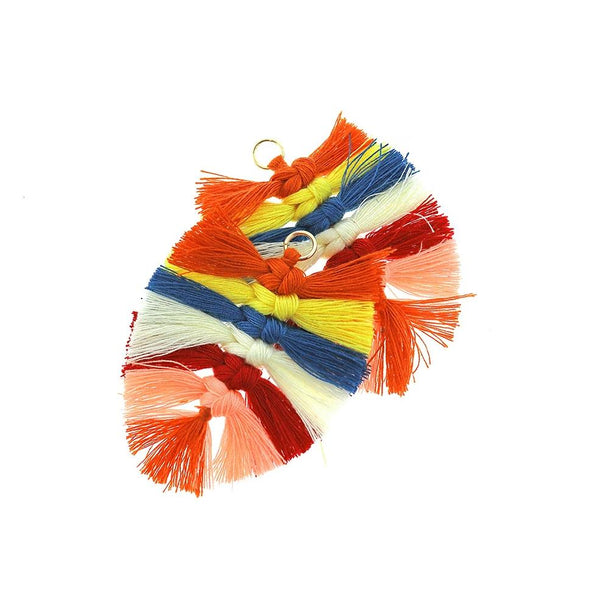 Pompon en polyester avec anneau de saut - Arc-en-ciel - 1 pièce - TSP043