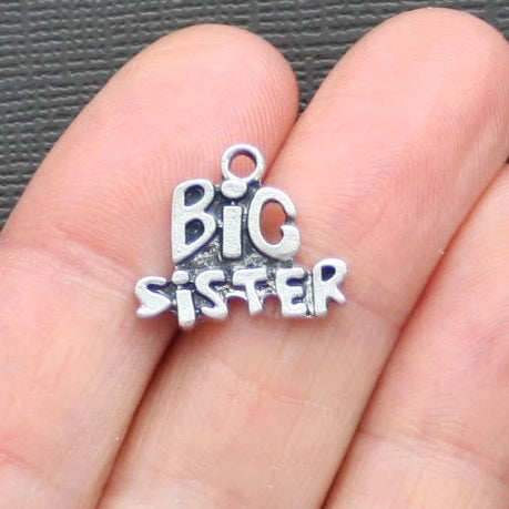 6 Big Sister Antique Silver Tone Charms - SC1225