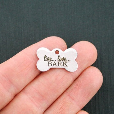 Live Love Bark Stainless Steel Dog Bone Charms - BFS020-0838