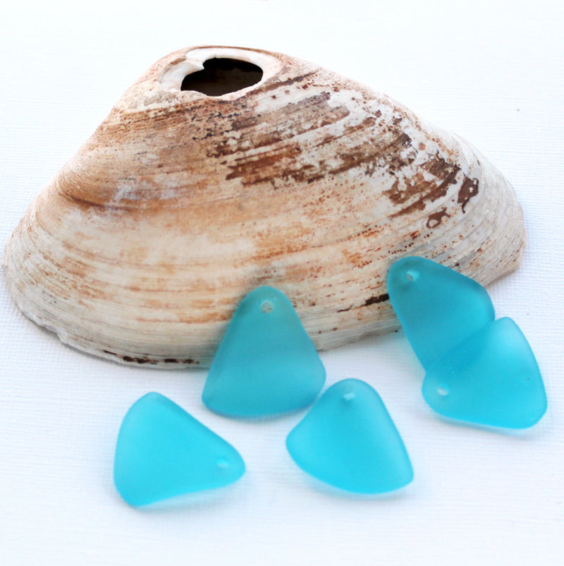 Light Blue Triangle Cultured Sea Glass Charm - U038