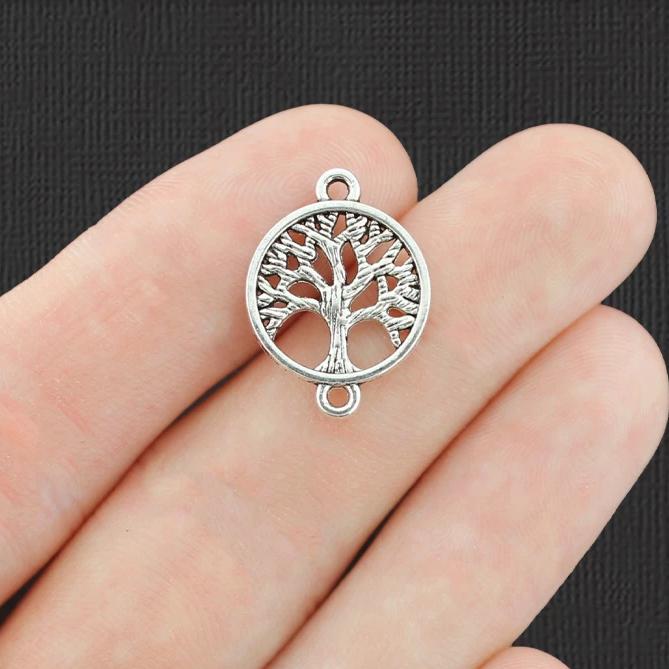 12 Tree of Life Connector Antique Silver Tone Charms - SC7646