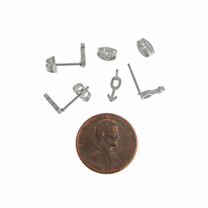 Boucles d'oreilles en acier inoxydable - clous de symbole féminin - 10 mm x 8 mm - 2 pièces 1 paire - ER287