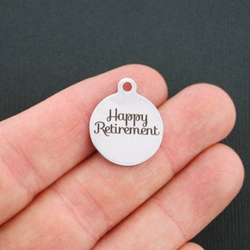Happy Retirement Stainless Steel Charms - BFS001-0846