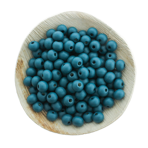 Spacer Wooden Beads 8mm - Peacock Blue - 200 Beads - BD1389