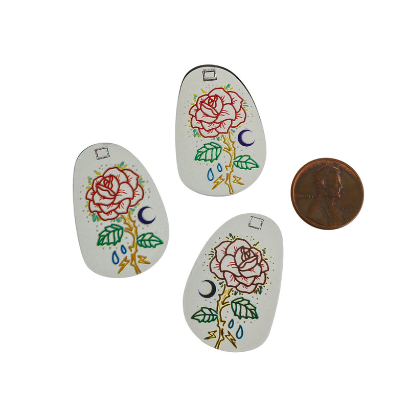 2 Rose Flower Outline Acrylic Charms - K017