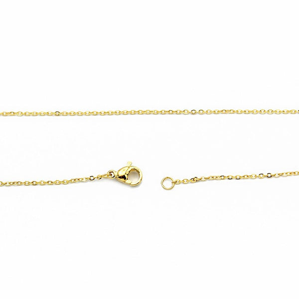 Gold Stainless Steel Cable Chain Necklaces 18" - 1mm - 10 Necklaces - N739