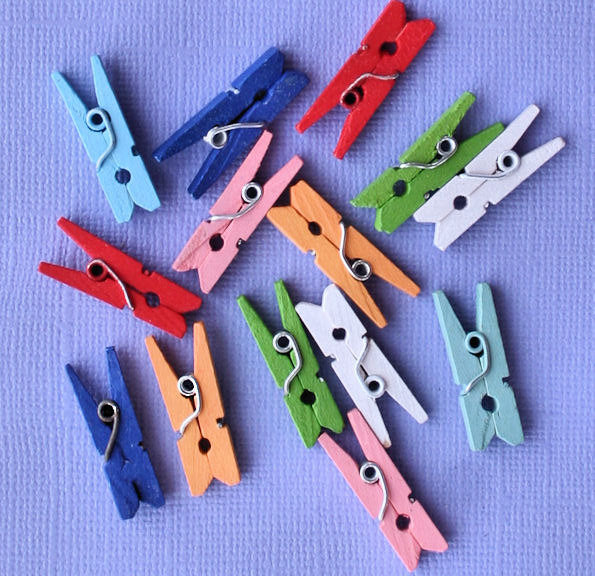 Bulk 50 Wooden Clothespin Charms Assorted Colors 3D - K143