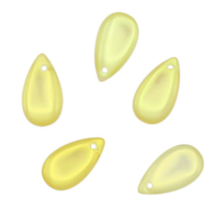 Breloque en verre jaune en forme de larme - Z308