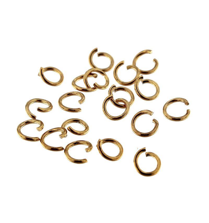 Anneaux en acier inoxydable doré 5 mm x 0,8 mm - Calibre 20 ouvert - 25 anneaux - J132