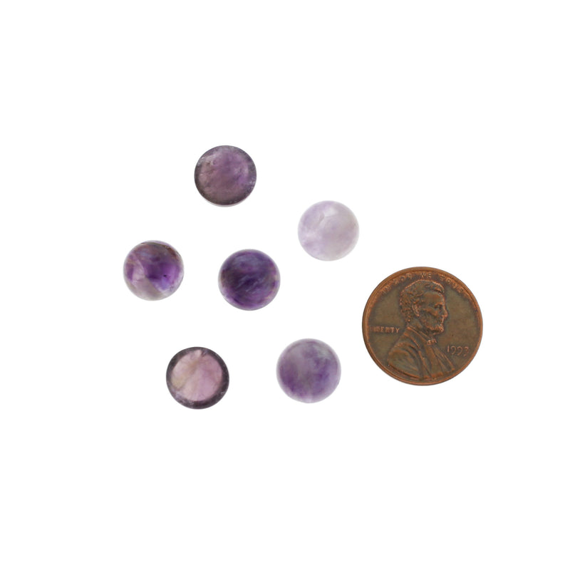 Natural Amethyst Gemstone Cabochon Seals 10mm - 4 Pieces - CBD003-M
