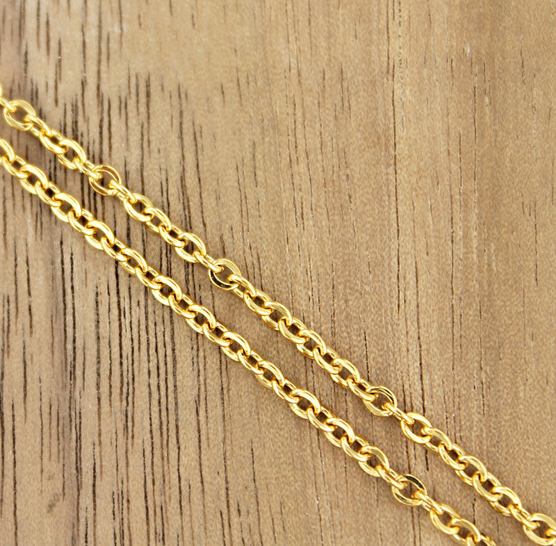 Gold Stainless Steel Cable Chain Necklace 22" - 2mm - 5 Necklaces - N535