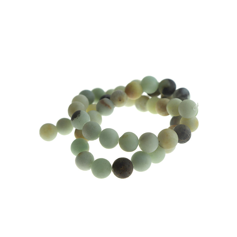 Round Natural Amazonite Beads 8mm - Frosted Beach Tones - 1 Stand 48 Beads - BD1733